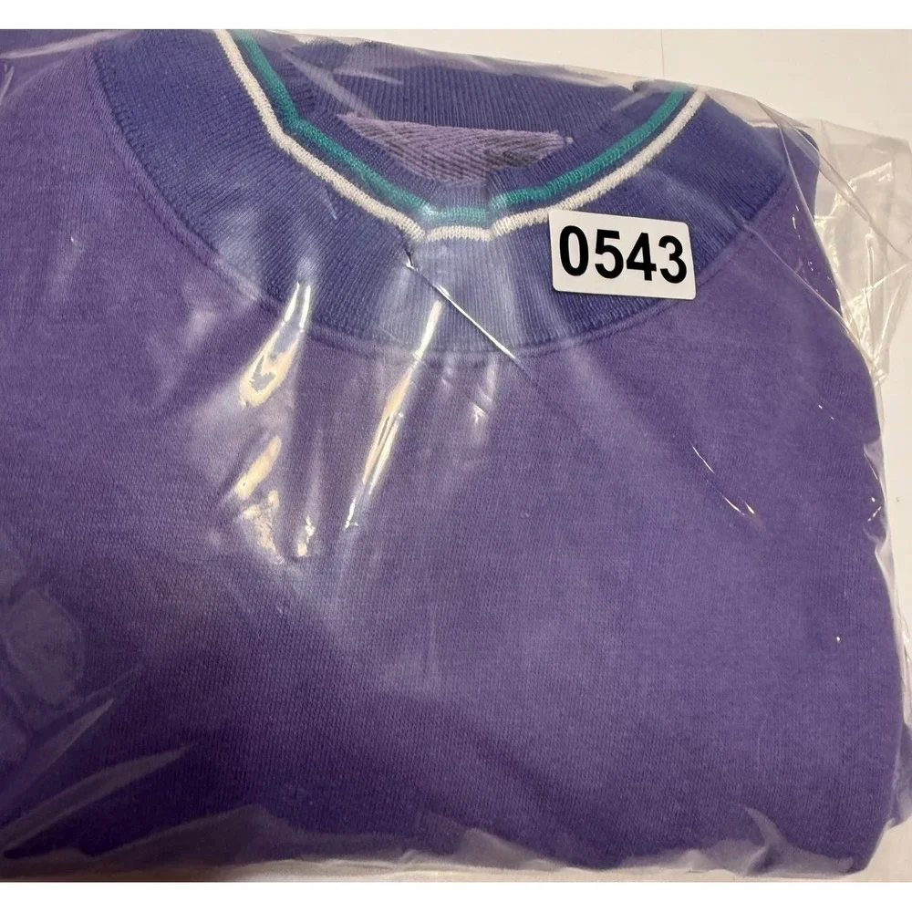 Vintage 1989 I.O.U. Worldwide Legend‎ Sweatshirt Purple Graphic Mock Neck